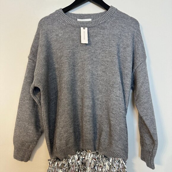 ANTHROPOLOGIE Mare Mare Long-Sleeve Knit Sequin Twofer Mini Dress in Grey NWT - Picture 6 of 16